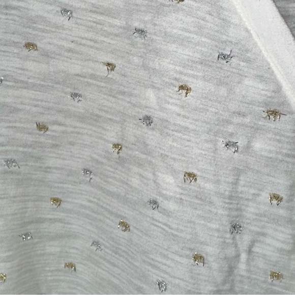 Merona White Silver & Gold Sparkling V Neck Flowy Tee Large XXL New w/o tags - Picture 4 of 10